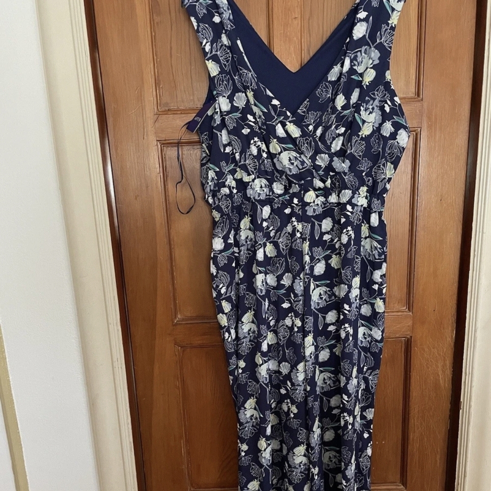 Apt. 9 Floral Navy Blue Jumpsuit
